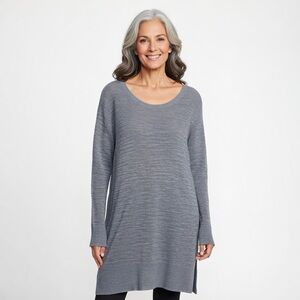EILEEN FISHER Sweater Tunic Length Blue Size Large